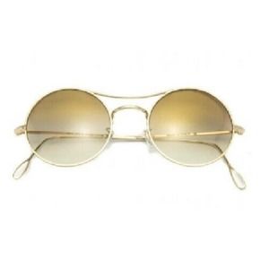 WW Women's Sun Shade Ros Metal Round Sunglasses Top Bar No Size Gold MSRP $260